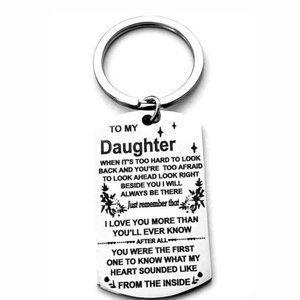 FLAPI Stainless Steel To My Daughter Daughters Gifts Dog Tag Keychain Key ring